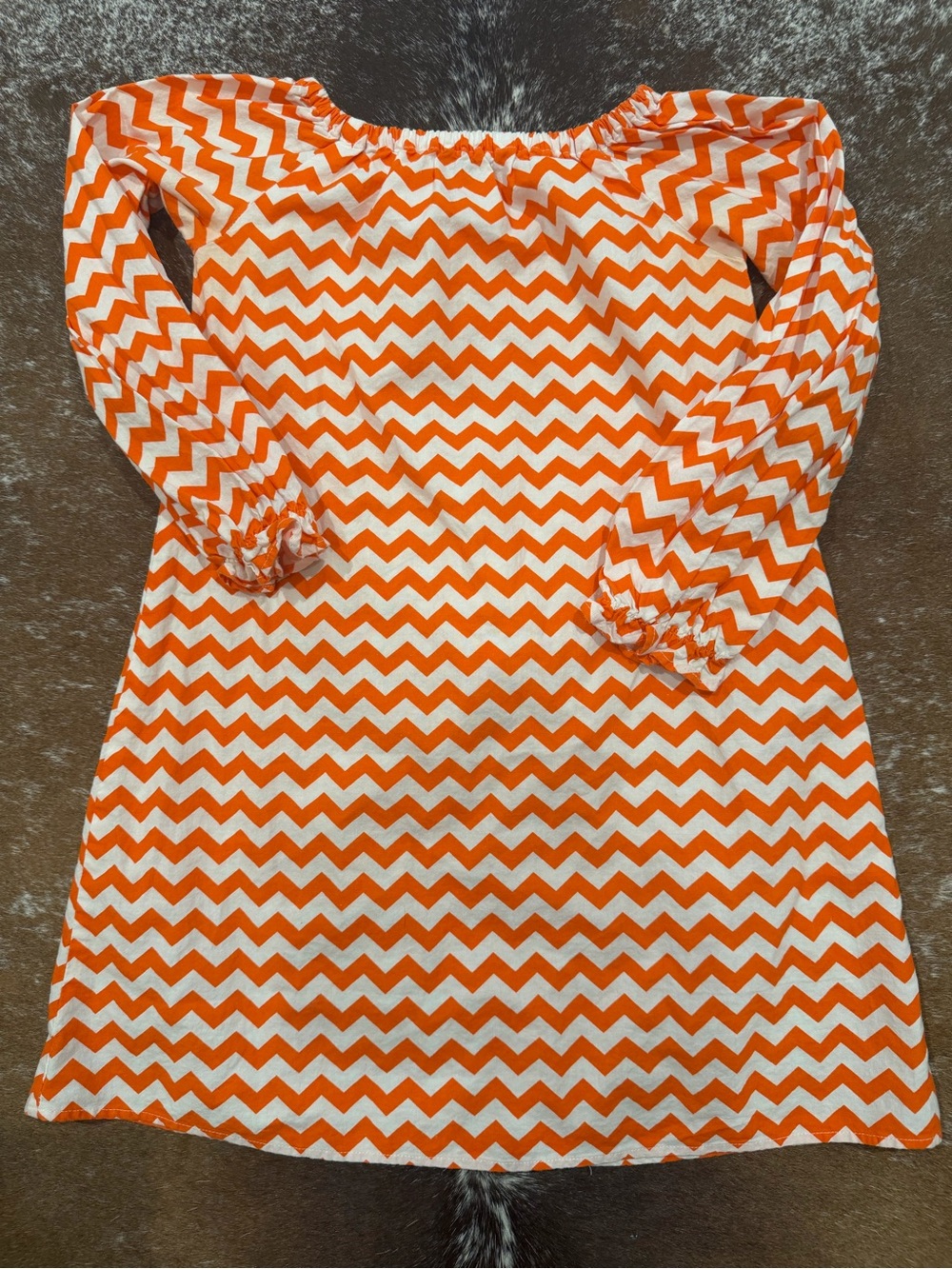 Smockadot Kids Orange Chevron Peasant Dress Girls Size 8